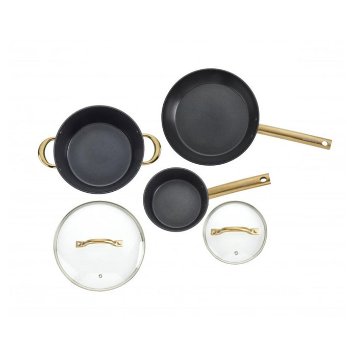 Easycook Basil & Gold Non-stick Cookware 3 Piece Set