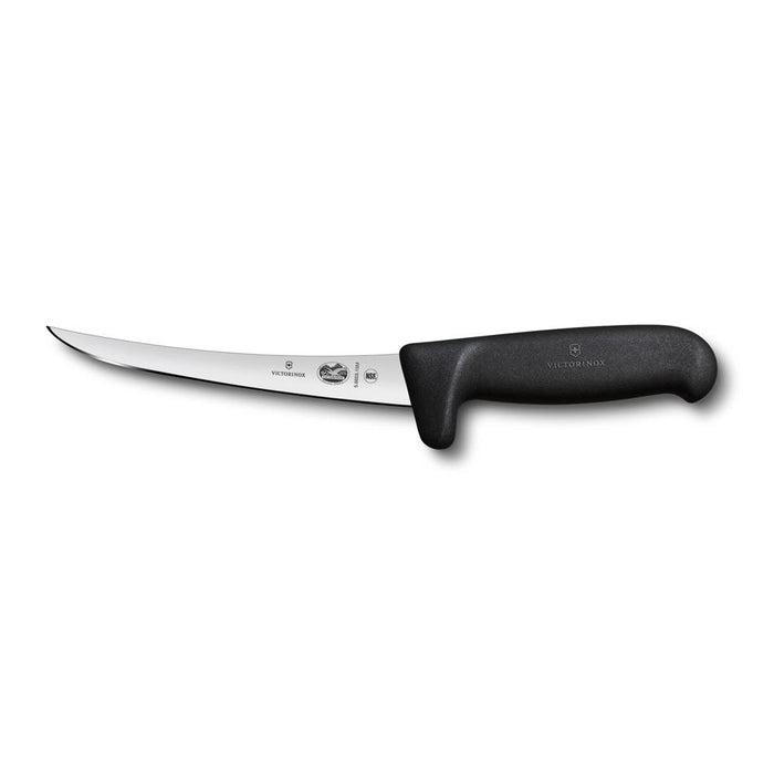 Victorinox Boning Knife, 15Cm Curved, Safety Grip, Narrow Blade, Fibrox Black