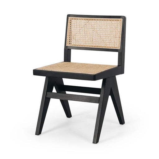Palma Black Oak Dining Chair with Rattan Seat 2