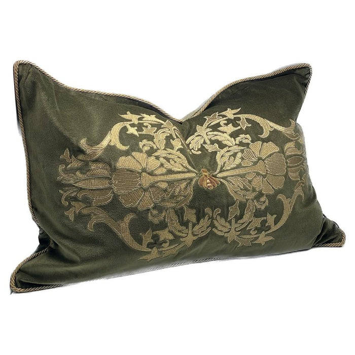 Sanctuary Cushion Cover - Hand Embroided - Green/Gold IH6004