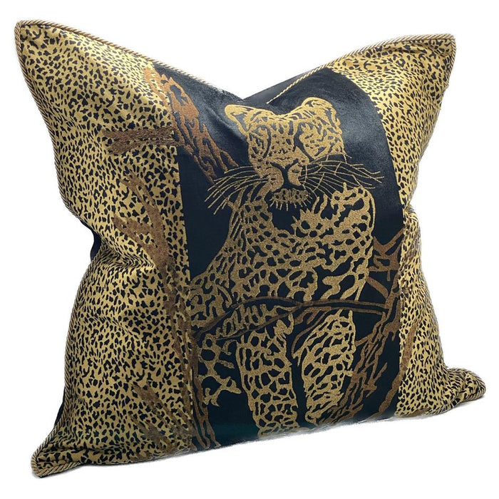 Sanctuary Cushion Cover - Hand Embroided - Leopard/Black IH6015