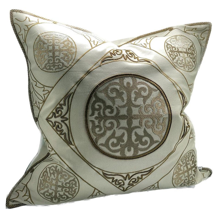 Sanctuary Cushion Cover - Hand Embroided - White/Gold IH6019