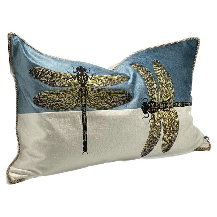 Sanctuary Cushion Cover - Hand Embroided - Blue/White/Gold IH6020