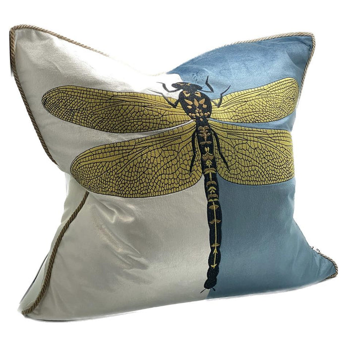 Sanctuary Cushion Cover - Hand Embroided - Blue/White/Gold IH6021
