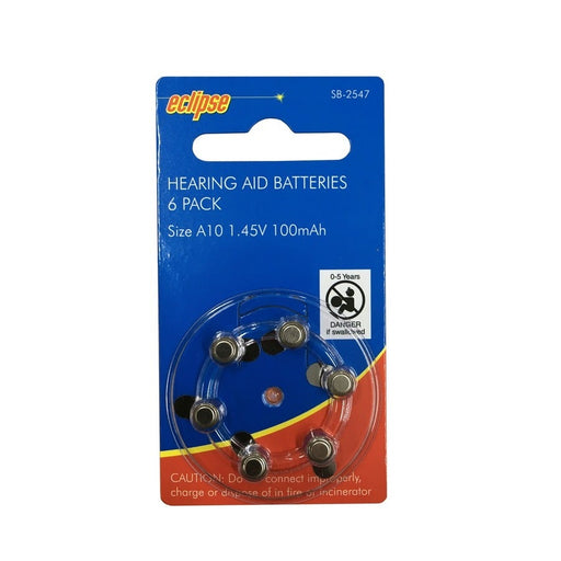 Hearing Aid Batteries A10 100mAh 6 pack - Folders