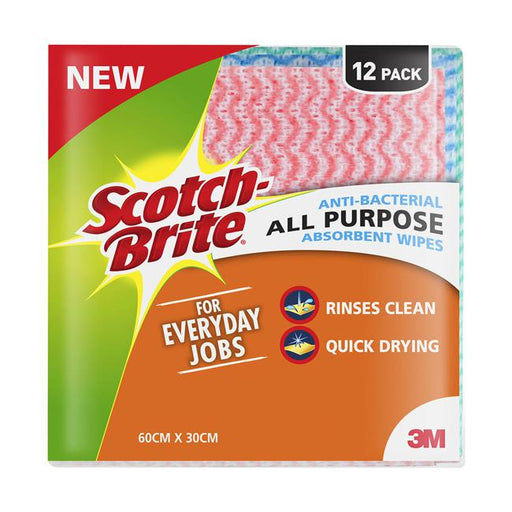 Scotch-Brite Antibacterial All Purpose Wipes Pack of 12-Folders