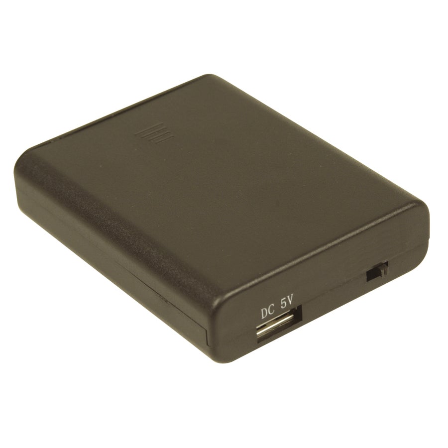 Battery Bank 4 x AA USB A SKT with Switch Black - Folders