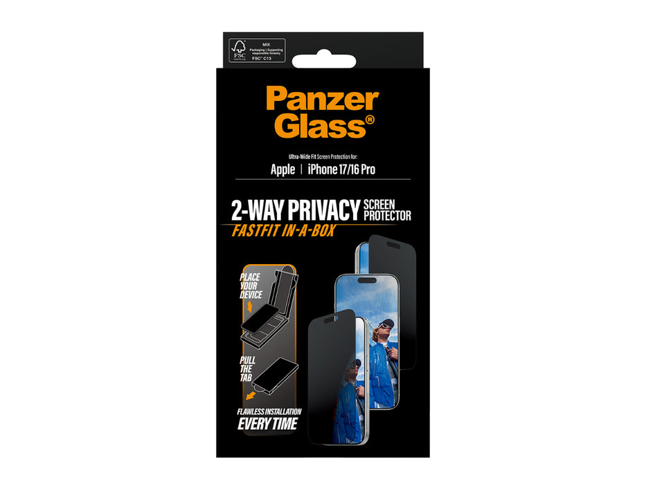 PanzerGlass PG66280 2-Way Privacy Screen Protector with FastFit In-a-Box