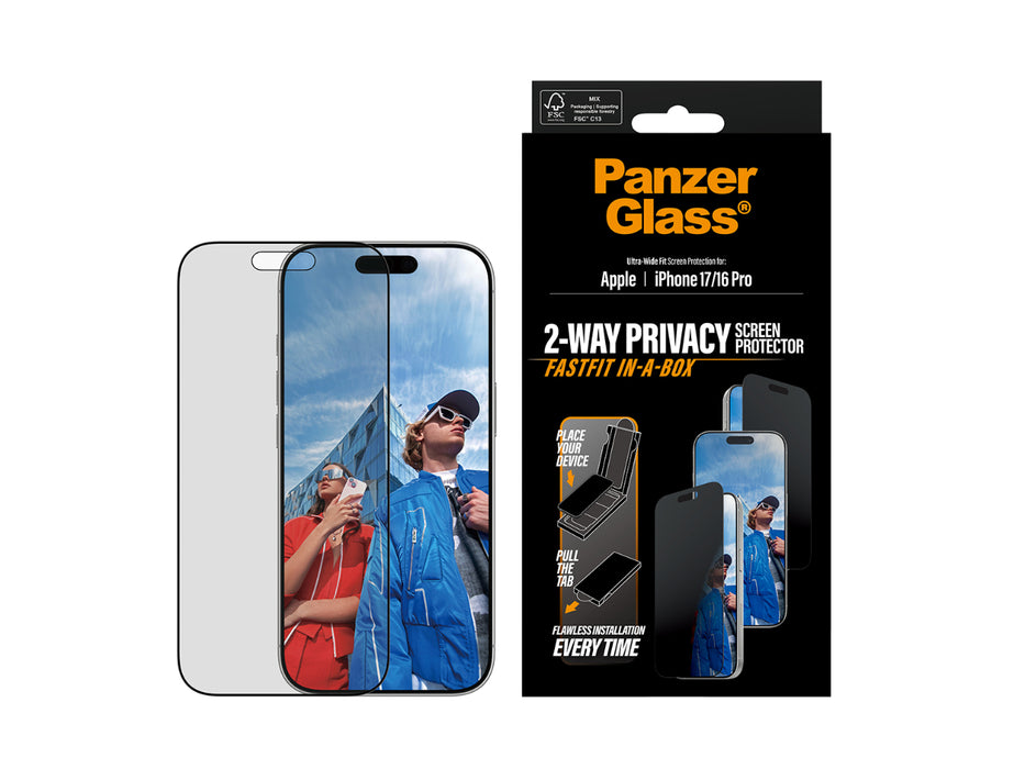PanzerGlass PG66280 2-Way Privacy Screen Protector with FastFit In-a-Box