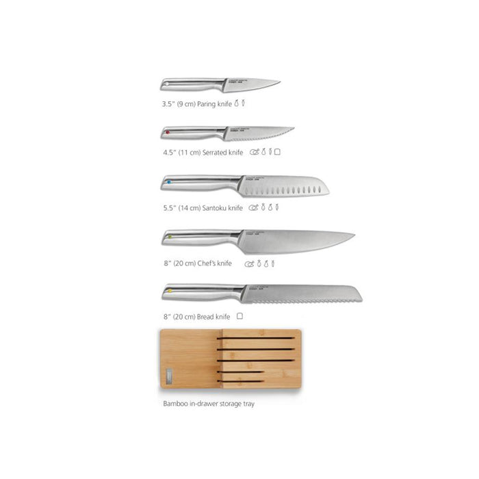 Joseph Joseph Elevate Steel Knives Bamboo Store 5 Piece Set 10563