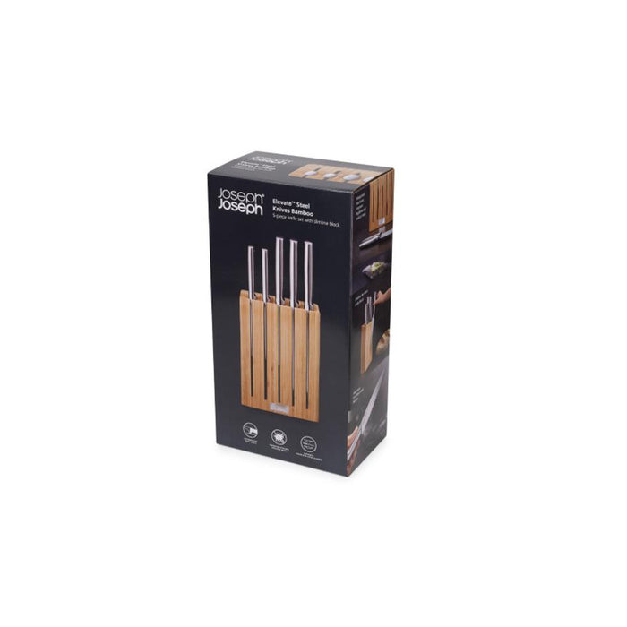 Joseph Joseph Elevate Steel Knives Bamboo 5 Piece Block 10564