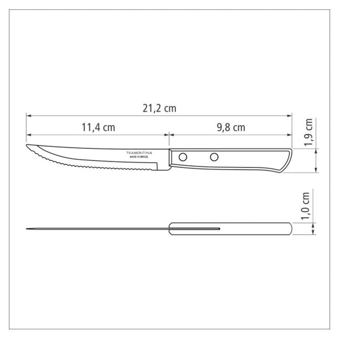 Churrasco Steak Knife Serrated Narrow Blade Polywood Red 5",  11cm_3