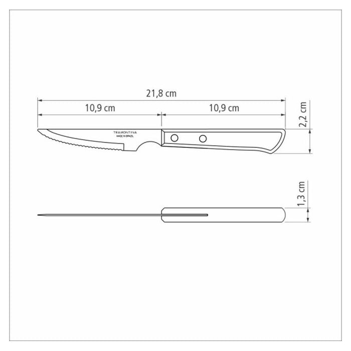 Churrasco Steak Knife Serrated Narrow Blade Polywood Brown 4" , 11cm_4