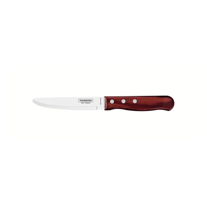 Churrasco Steak Knife Serrated Wide Blade Polywood Red 5", 13cm_1