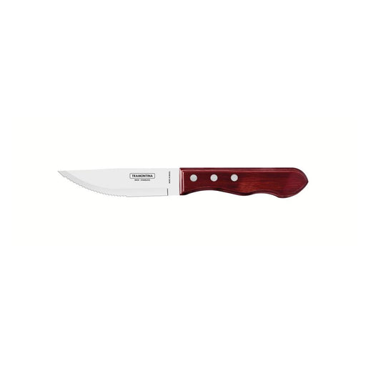 Churrasco Steak Knife Jumbo Serrated Wide Blade Polywood Red 5", 12cm_1