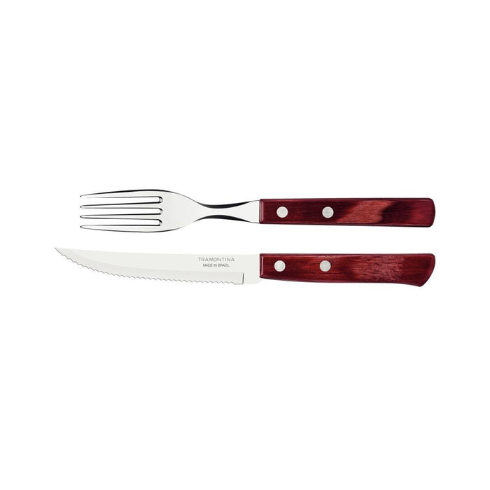 Churrasco Steak Knife Polywood Traditional Steak Set Red 12pc_1