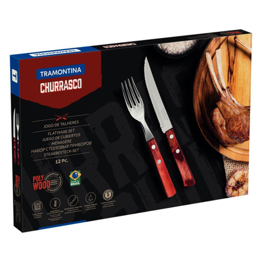 Churrasco Steak Knife Polywood Traditional Steak Set Red 12pc_2