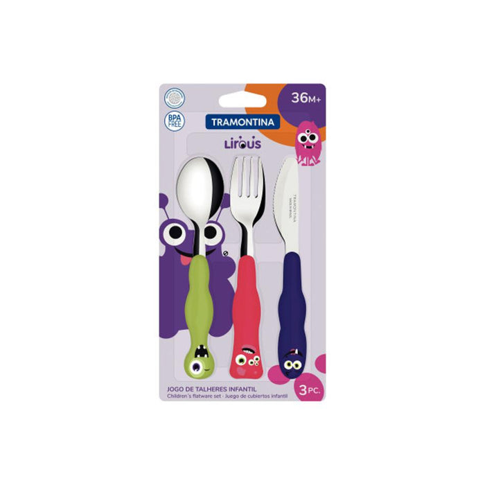 Back In Stock Tramontina Children's Monster Cutlery 3 Piece Set_2