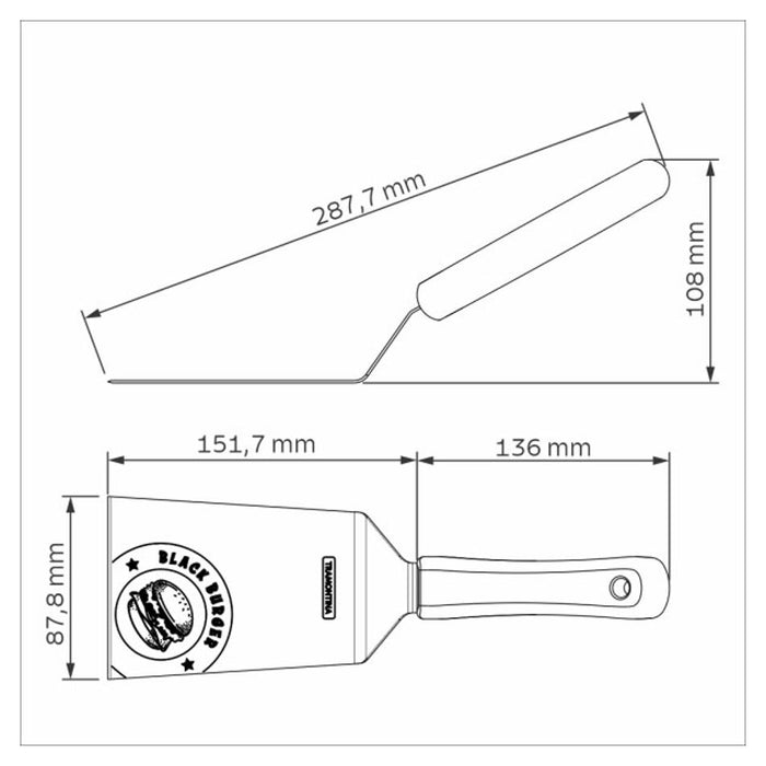 Tramontina Churrasco Black Barbecue Burger Spatula  6", 15cm 24542106_6