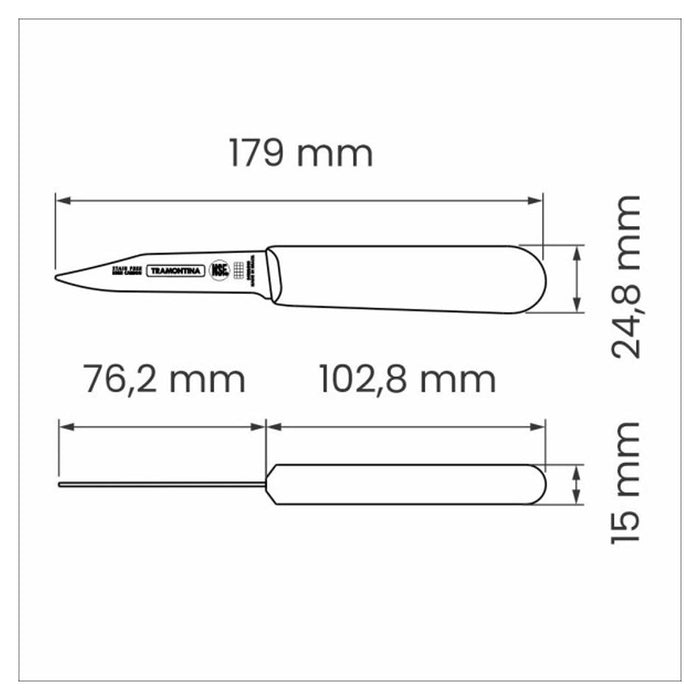 Tramontina Professional Master Black Paring Knife Tappered 3", 8cm_3