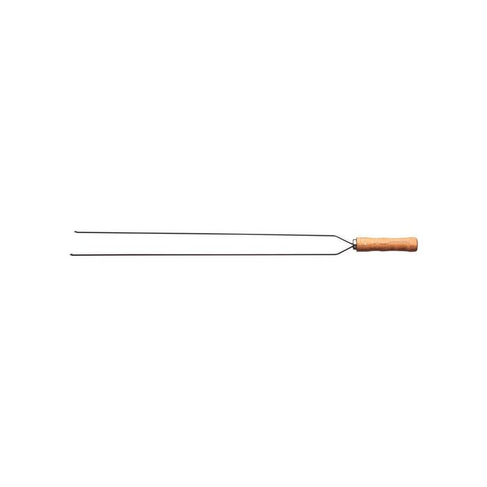 Heavy Duty Duel Prong Stainless Steel Skewer Wood Handle 75cm_1