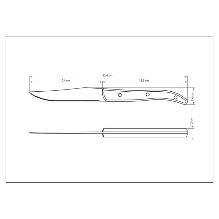 Churrasco Steak Knife  Micro Serrated Narrow Polywood 4", 10cm_3
