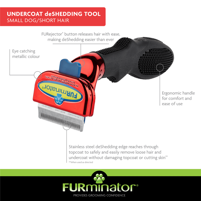 Furminator - Metallic Red - Dog Small Short Hair 3