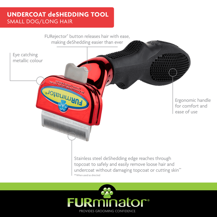 Furminator - Metallic Red - Dog Small Long Hair 3