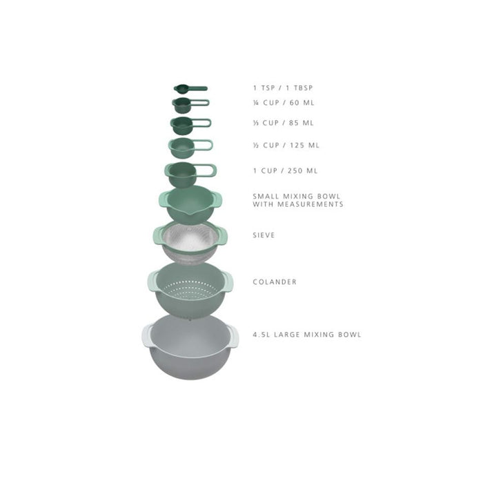 Joseph Joseph Nest 9 Piece Bowls - Sage 40112