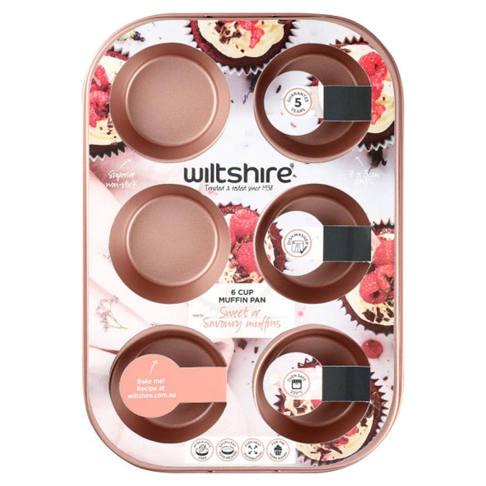 Wiltshire Rose Gold Muffin Pan 6 Cup 40754