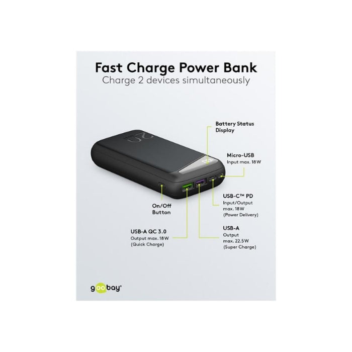 Goobay Powerbank 20000mAh LED QC/PD 53939