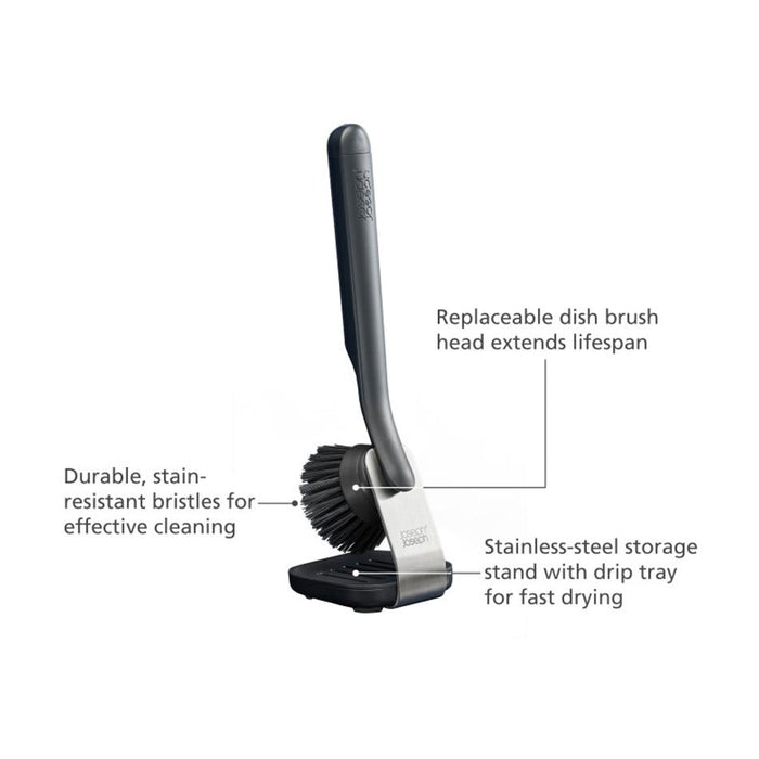 Joseph Joseph SinkTech Dish Brush with stainless-steel storage stand_4