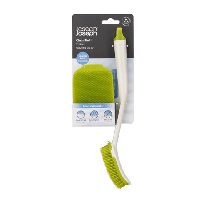 CleanTech Washing-up Brush & Scrubber Set - White / Green