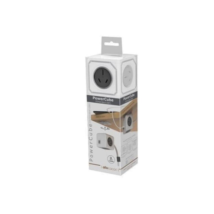 ALLOCACOC POWERCUBE Extended 4 Outlets with 2 USB, 3M - Grey_2