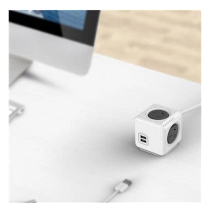 ALLOCACOC POWERCUBE Extended 4 Outlets with 2 USB, 3M - Grey_4