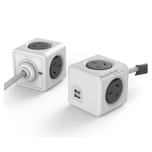ALLOCACOC POWERCUBE Extended USB Grey 4-Outlets with 2-USB_1
