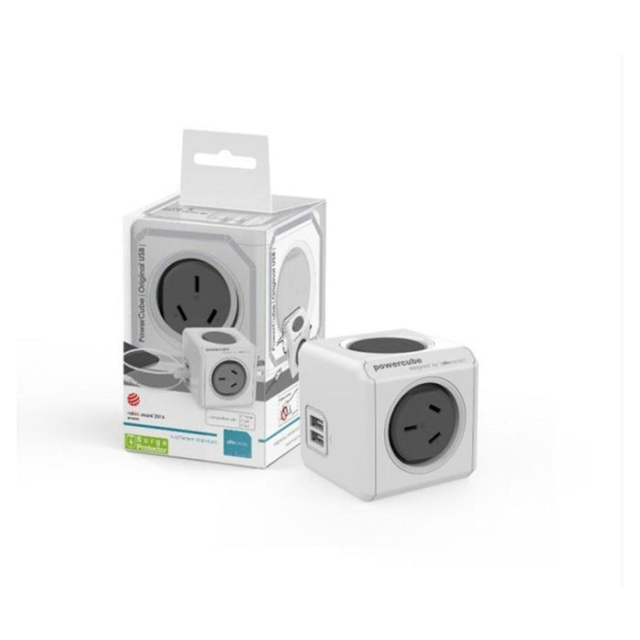 ALLOCACOC POWERCUBE OUTLET X 2 USB X 2 surge Grey_2