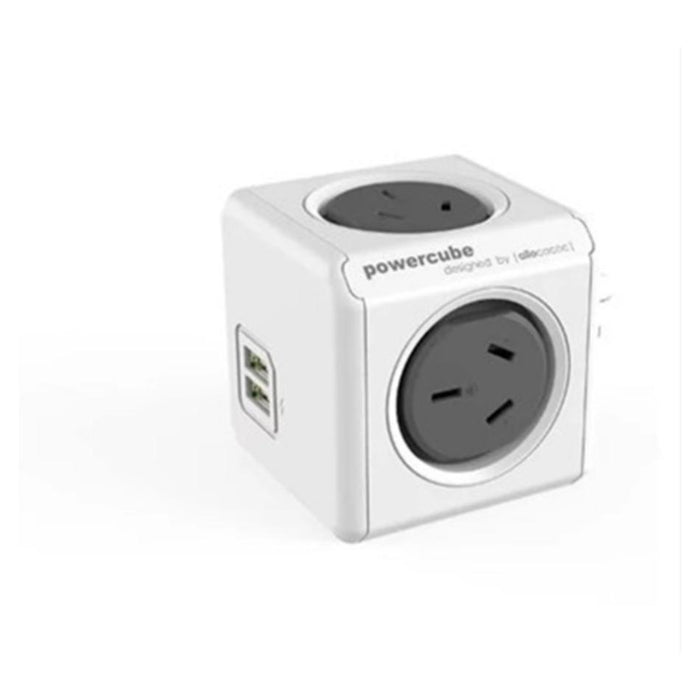 ALLOCACOC POWERCUBE OUTLET X 2 USB X 2 surge Grey_3