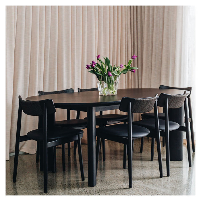 Kontur and Niles Six Seat Dining Suite Black oak