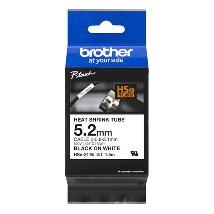 Brother Hhse-211E Heat Shrink Tube Tape Cassette - Black On White