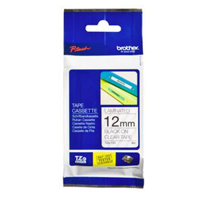 Brother Tze-131 12Mm X 8M Black On Clear Tape BCL109