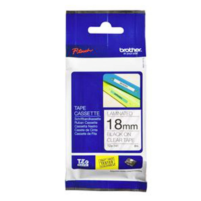 Brother Tze-141 18Mm X 8M Black On Clear Tape BCL117