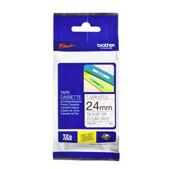Brother Tze-151 24Mm X 8M Black On Clear Tape BCL121