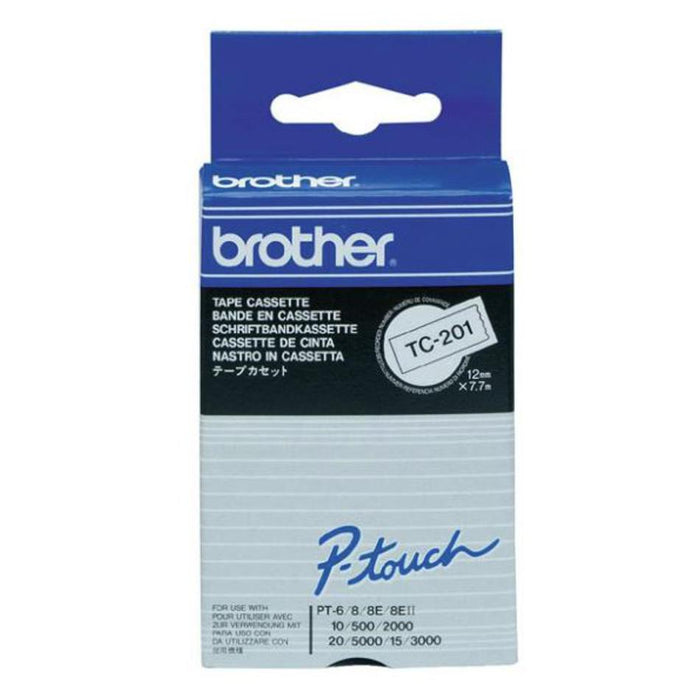 Brother Tc-201 12Mm X 8M Black On White Label Tape BCL416