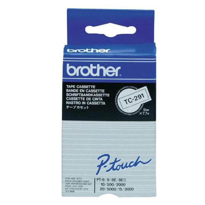 Brother Tc-291 9Mm X 8M Black On White Label Tape BCL419