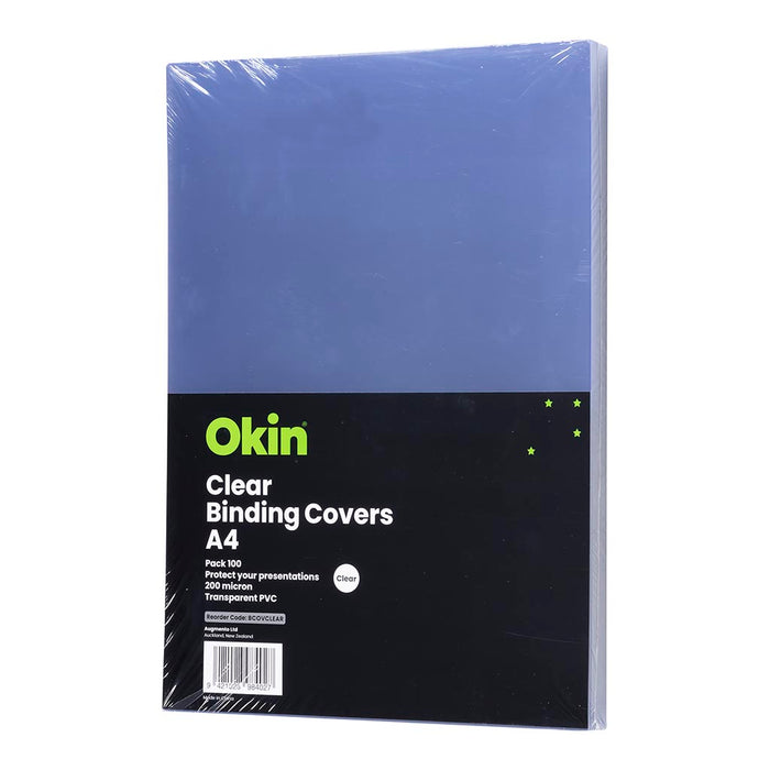 Okin Binding Covers A4 Clear 200mic Pack of 100