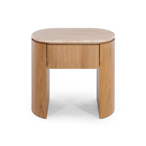 Furniture By Design Clover Natural Oak Bedside 1drw (Travertine Top)_1