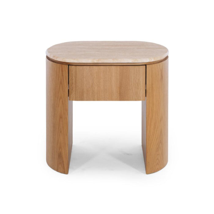 Furniture By Design Clover Natural Oak Bedside 1drw (Travertine Top)_1