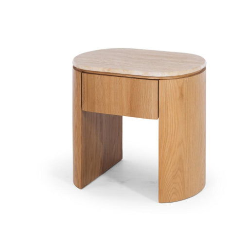 Furniture By Design Clover Natural Oak Bedside 1drw (Travertine Top)_2