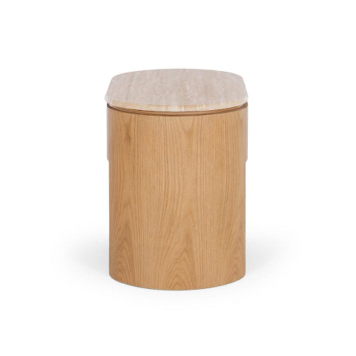 Furniture By Design Clover Natural Oak Bedside 1drw (Travertine Top)_4